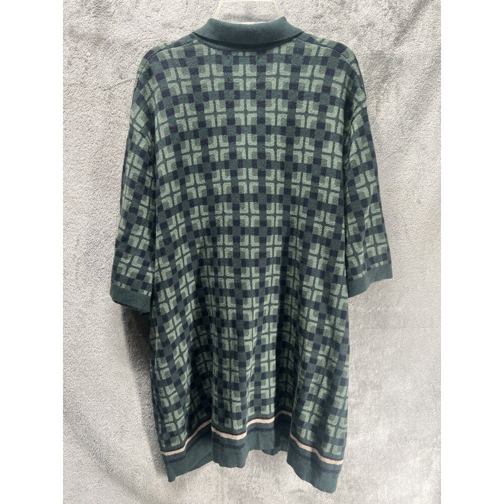 Abercrombie & Fitch Men's XXL Button Sweater Polo Green Patterned Retro 40s - Picture 6 of 6